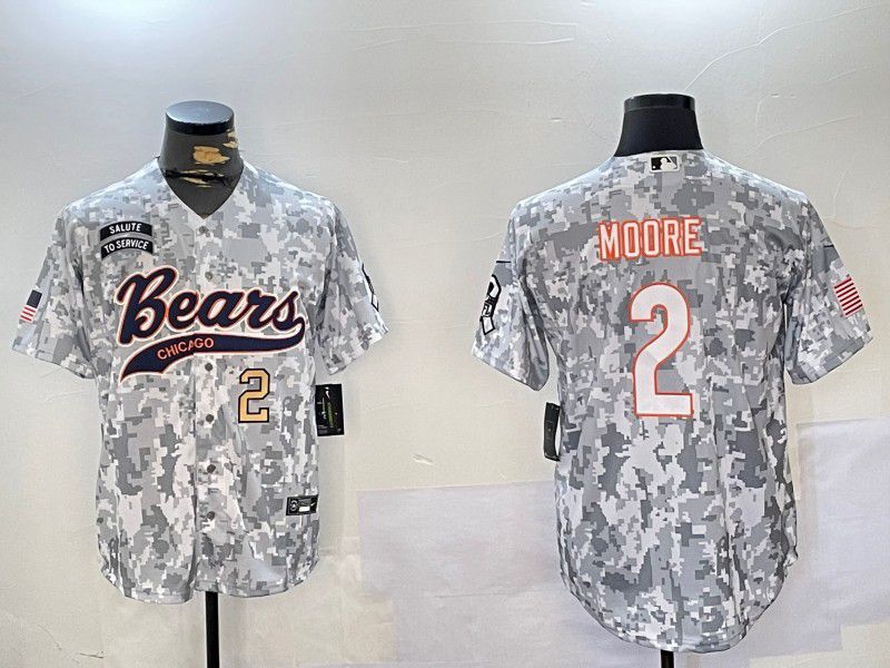 Men Chicago Bears #2 Moore Nike Arctic Camo 2024 Salute to Service Limited NFL Jersey style 2